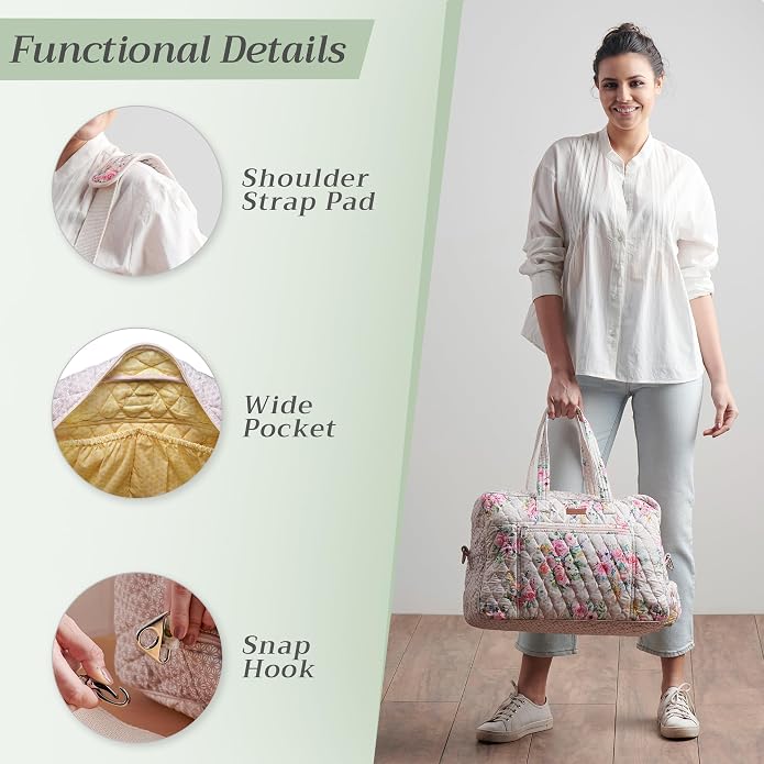 Maison d' Hermine Weekender Bags for Women Cotton Quilted Duffel Overnight Luggage Weekend Bag for Men Gym Gifts Travel | Overnight Luggage Weekend Bag for Men Gym Sports Gifts Duffle bag Business Travellers Trip Spring Summer - Image 5