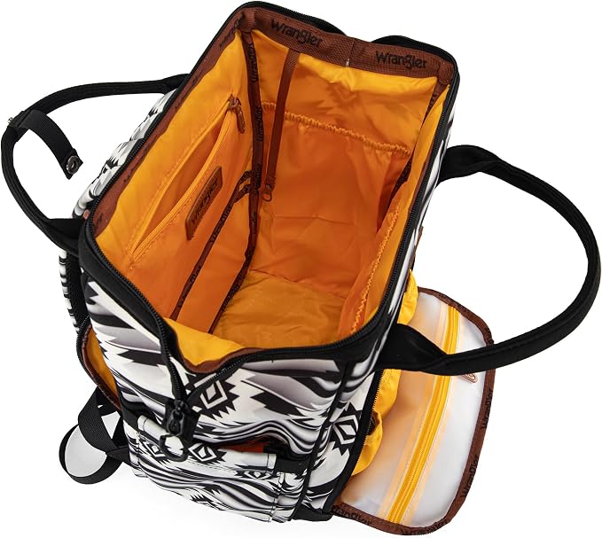 Wrangler Aztec Backpack Organized Daypack Travel Baby Bag with Stroller Strap and Side Bottle Pockets WG2204-9110BK - Image 4