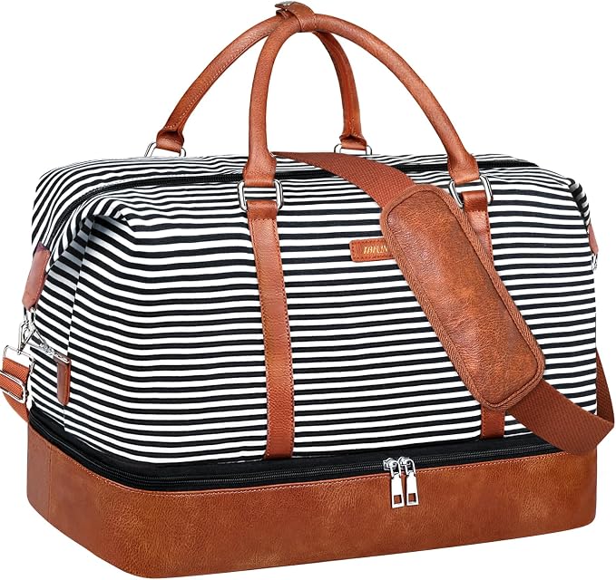 Weekender Bags for Women, 21" Travel Duffle Bag with Shoe Compartment | 3PCS Carry On Overnight Large Duffel Bag with Crossbody Bag and Toiletry Bag for Weekend Travel Gym Hospital Business Trip by IBFUN