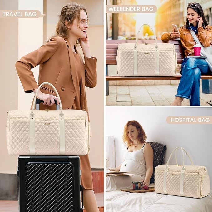 LOVEVOOK Travel Duffle Bag, Weekender Bags for Women with Shoe Compartment, Quilted Carry on Overnight Bag with Toiletry Bag, Hospital Bags for Labor and Delivery, Gym Duffel Bag with Wet Pocket - Image 6