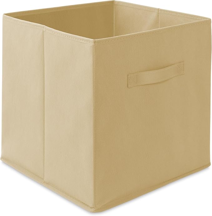 Casafield Set of 12 Collapsible Fabric Cube Storage Bins, Sandy Beige - 13" Foldable Cloth Baskets for Shelves, Cubby Organizers & More - Image 2