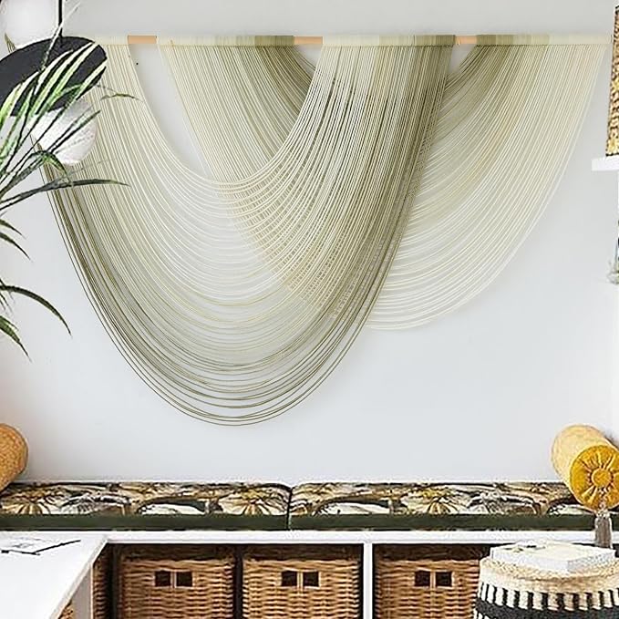 Macrame Wall Hanging Boho Tapestry Dip Dyed Ombre Moss Green 57"W*39"L | For Bedroom Living Room Nursery Wedding Backdrop, Large Handwoven Wall Art, Boho Apartment Style, Modern Farmhouse Decor - Image 3