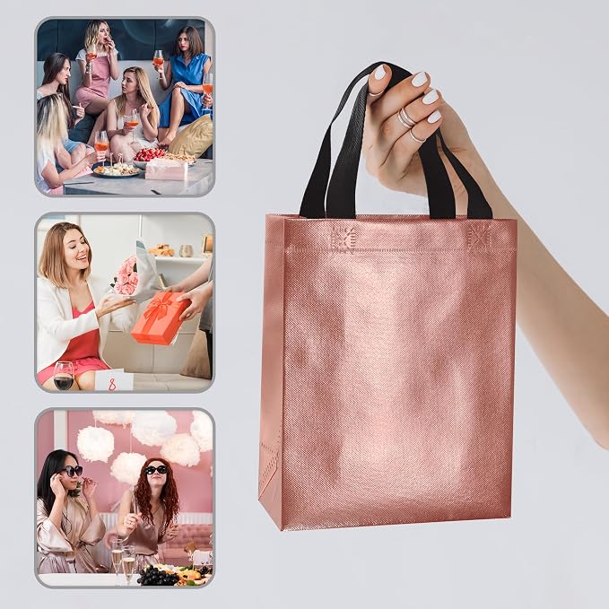 BLEWINDZ 100 Medium Reusable Gift Bags with Handles - Ideal Party Favors & Shopping Bags (10 Colors) - Image 3