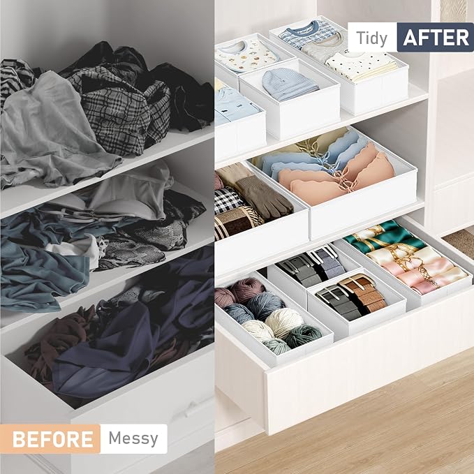 DIMJ Drawer Organizer Clothes - 30 Pack Baby Dresser Organizer for Nursery Closet Organization, Fabric Drawer Organizer Bins for Underwears Socks Bras, Foldable Storage Dividers for Bedroom - Image 5