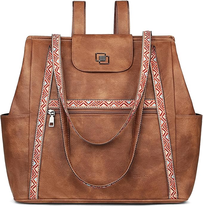 Large Laptop Tote Bag for Women Designer Leather Laptop Bag, 15.6in | Fashion Travel Backpack Purse Shoulder Handbag Fits 15.6 Laptop, Daily, Work, Business Trip, Weekend Travel, Teacher - Image 9