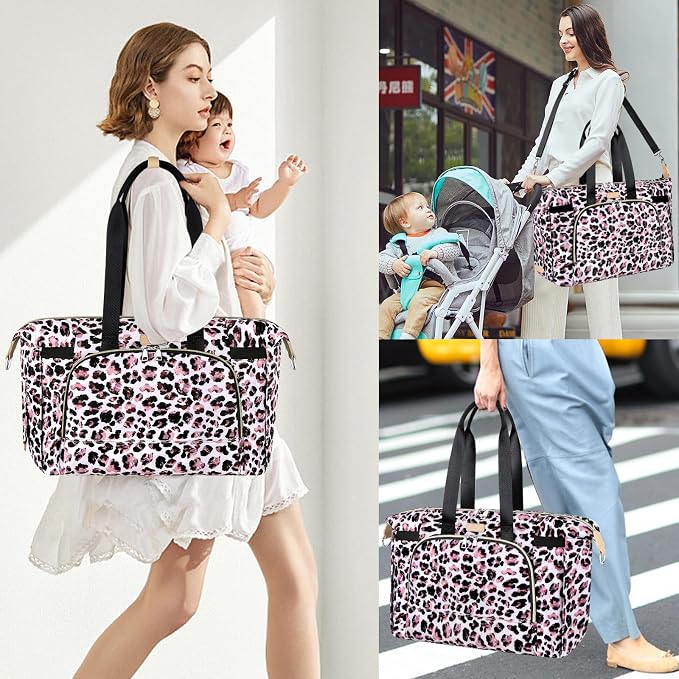 Diaper Bag Tote for Baby 7PCS, Large Mommy Bag with Portable Changing Pad | Multifunctional Hospital Bags for Labor and Delivery with Pacifier Case and Organizer Pouches,Travel Baby Bag for Boy Girl - Image 2