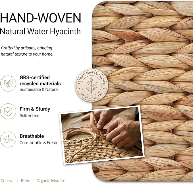 Wicker Baskets for Organizing, Pantry Baskets with Built-in Handles, Handwoven Labeled Wicker Storage Basket, Water Hyacinth Storage Bins for Shelves, 3 Pack, Natural - 2 Set - Image 2