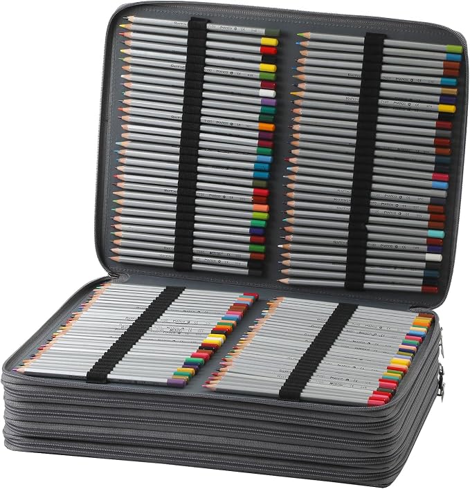 600-Slot Colored Pencil Case, 5-Layer Zipper with Shoulder strap and Handle | Organizer Bag for Pencil Storage Case for Artist Painter Office Sketch Travel Supplies - Image 3