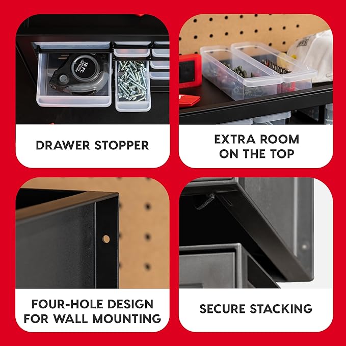 IRIS USA 26-Drawer Teacher Toolbox, Stickers, Markers, Made in USA, Black | Wall mountable, Stackable, Craft Supplies, Building Bricks, Crayons, Beads Organizer - Image 5