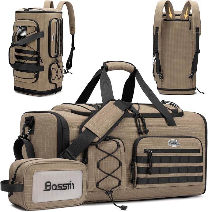 BOSSTIN Gym Bag for Men & Women, 45L-50L Expandable Sports Duffle Bag | Convertible Duffel Backpack, Comes with Toiletry Bag, Shoe Compartment & Wet Pocket, for Workout, Weekender, Overnight Travel by BOSSTIN