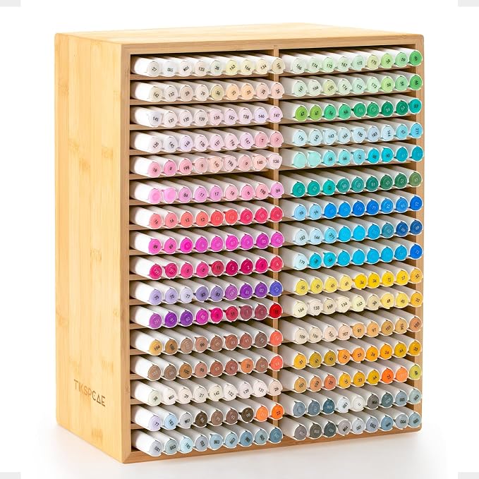 Marker Organizer for 288 Markers,Bamboo Wooden Desk Storage Organizer Rack,Markers Pens Pencils Art Brushes Storage Holder for Home Classroom Office Decor by Unknown