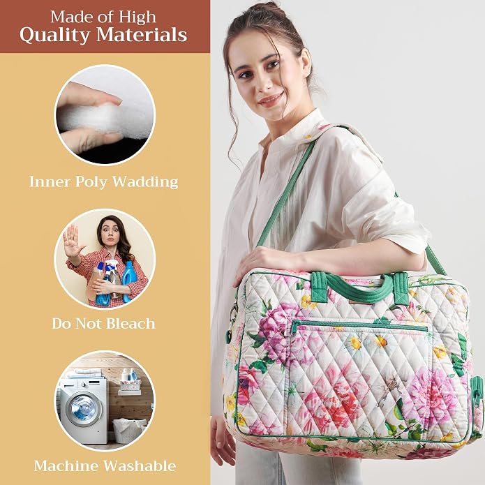 Maison d' Hermine Weekender Bags for Women Cotton Quilted Duffel Overnight Luggage Weekend Bag for Men Gym Gifts Travel | Overnight Luggage Weekend Bag for Men Gym Sports Gifts Duffle bag Business Travellers Trip Spring Summer - Image 2