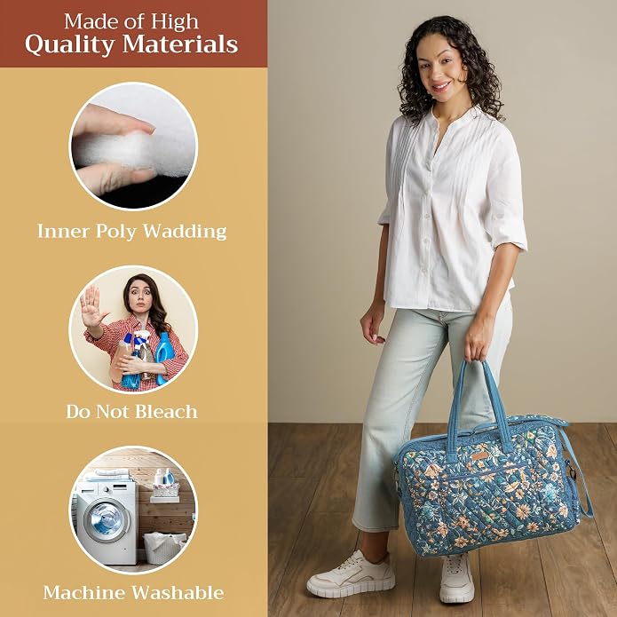 Maison d' Hermine Weekender Bags for Women Cotton Quilted Duffel Overnight Luggage Weekend Bag for Men Gym Gifts Travel | Overnight Luggage Weekend Bag for Men Gym Sports Gifts Duffle bag Business Travellers Trip Spring Summer - Image 2