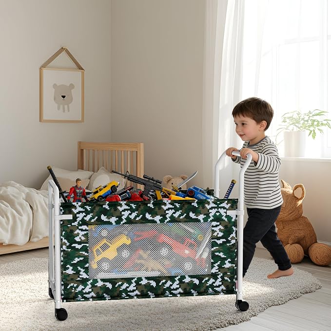 KEEGH Extra Large Toy Box for Kids, Heavy Duty Toy Storage, Camouflage | 180 L Capacity, 360° Rotating Wheels, Durable Fabric, Toy Bin for Boys and Girls, Toy Chest for Living Room, Nursery, Bedroom - Image 3