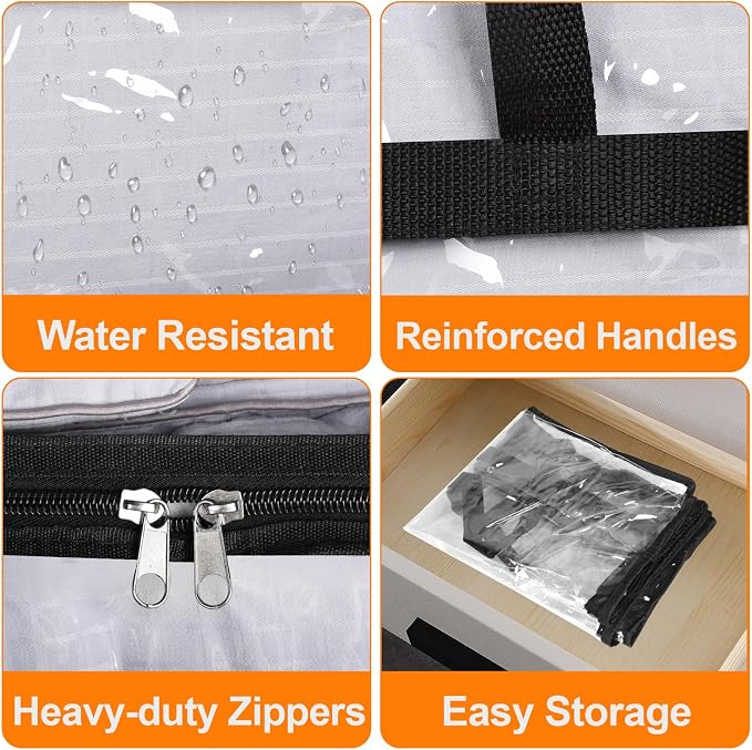8 Pack Clear Clothes Storage Bags, 60L Vinyl Blanket Storage Containers with Heavy Duty Zipper, Foldable Moving Bags, Closet Organizers for Bedding, Clothing, Comforters, Linens, Duvet - Image 7