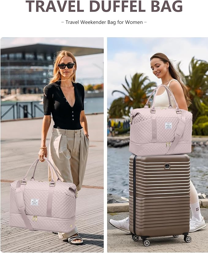 Women Weekender Travel Duffle Bag: Travel Duffel Overnight Bags with Shoe Compartment Large Carry on Tote Bag Toiletry Bag Weekend Yoga Gym Hospital Bags for Labor and Delivery with Wet Pocket - Image 3