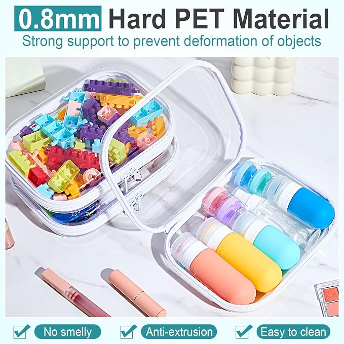 20 Pcs Clear Hard Zipper Case Bulk Hard Shell Plastic Pouch Transparent Double Zippers Toy Storage Organizer Bins for Building Blocks, Puzzles, Cosmetics(7.87 x 5.9 x 2 Inch) - Image 4