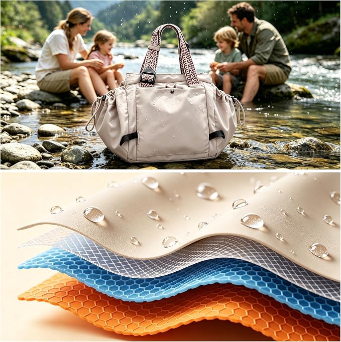 Women's Everyday Tote Bag,Diaper Bag,Baby Bag,Newborn Essentials,Large Capacity,Baby Christening Gift,Baby Registry（Champagne-colored） - Image 10