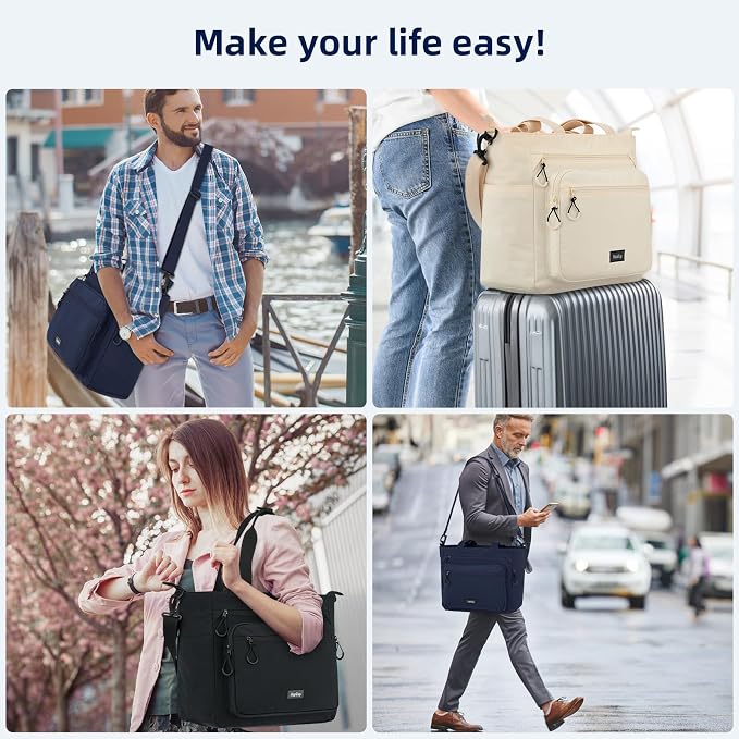 HanTrip Large Laptop Tote Bag with Luggage Sleeve for Travel Work, Offwhite | 16.5 Inch Laptop Sleeve, 31L Zippered Tote Bags, Water Resistant, Water Bottle Pocket, Detachable Adjustable Shoulder Strap - Image 9