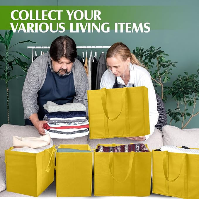 Hillban 30 Pack Large Reusable Shopping Bags Bulk | Heavy Duty Foldable Grocery Bags 16 x 13 x 10 Inch, Washable Portable Storage Totes with Reinforced Handles - Image 6