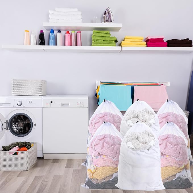 Berlune 30 Pack Large Mesh Laundry Bags | Oversized breathable mesh bags help sort and transport laundry for dorms, rentals, laundromats and facilities. - Image 7