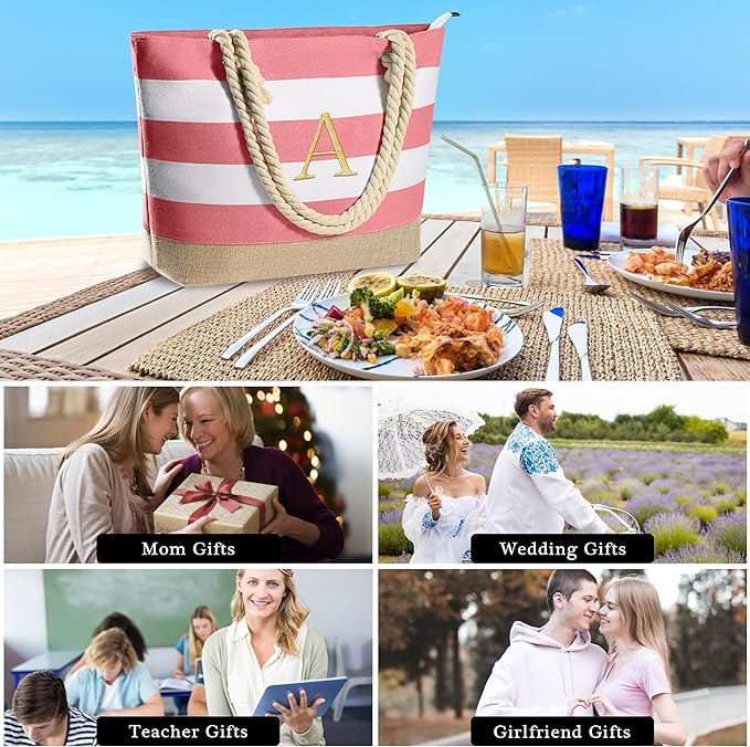 YOOLIFE Beach Bags for Women - Travel Canvas Beach Tote, Pool Waterproof Bag, Travel Essentials, Gifts for Women Birthday - Image 6