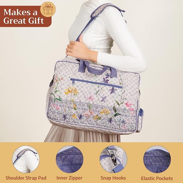 Maison d' Hermine Weekender Bags for Women Cotton Quilted Duffel Overnight Luggage Weekend Bag for Men Gym Gifts Travel | Overnight Luggage Weekend Bag for Men Gym Sports Gifts Duffle bag Business Travellers Trip Spring Summer - Image 6