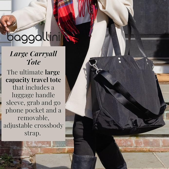 Baggallini Carryall Tote - Lightweight Nylon Zipper Top Weekender Travel Beach Bag w/Luggage Sleeve - Image 2