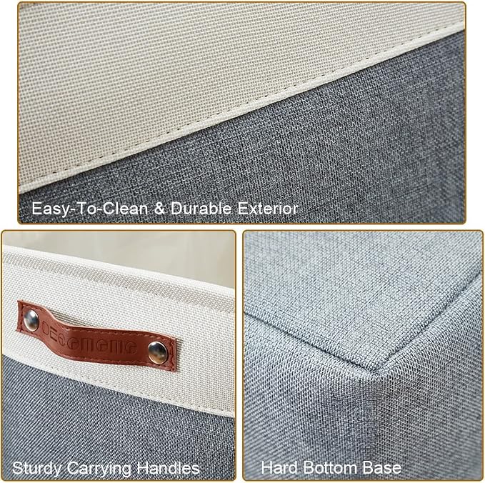 DECOMOMO Storage Bins, Extra Large Fabric Storage Baskets for Shelves 3Pack | 15.8 x 12.5 x 10 inches Decorative Linen Closet Organizers (Slate Grey & White) - Image 5