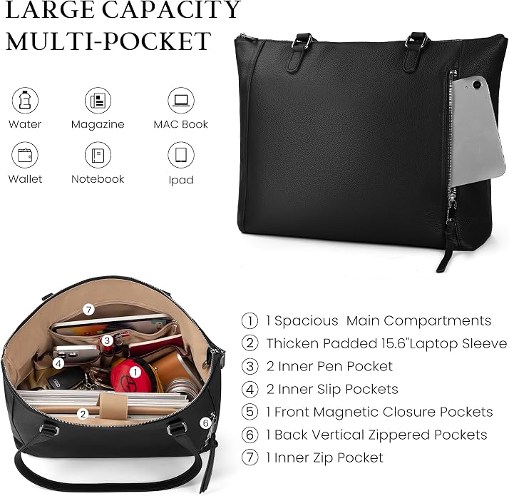 befen Genuine Leather Tote Bag for Women, Large Tote Bag for Women for Work Purses Satchel Handbags with Top Handles - Image 7