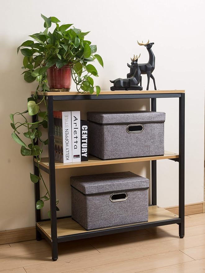 Foldable Storage Boxes with Lids [3-Pack] Linen Fabric Collapsible Storage Bins Organizer Containers Baskets Cube with Cover for Home Bedroom Closet Office Nursery (14.9x9.8x9.8) - Image 4