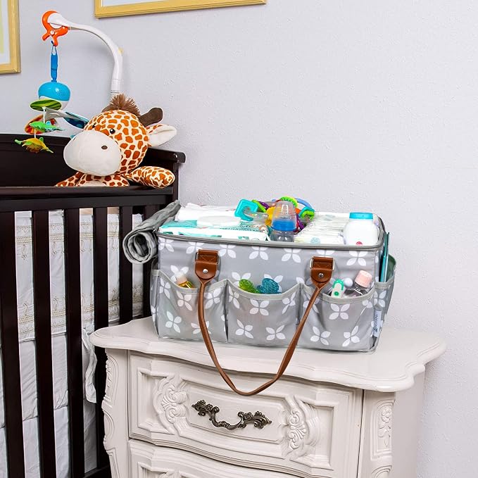 Extra Large Diaper Caddy, Craft, Toy Organizer with Zip-Top Cover with Waterproof Wet/Dry Bag - Perfect for Baby Shower - Image 6