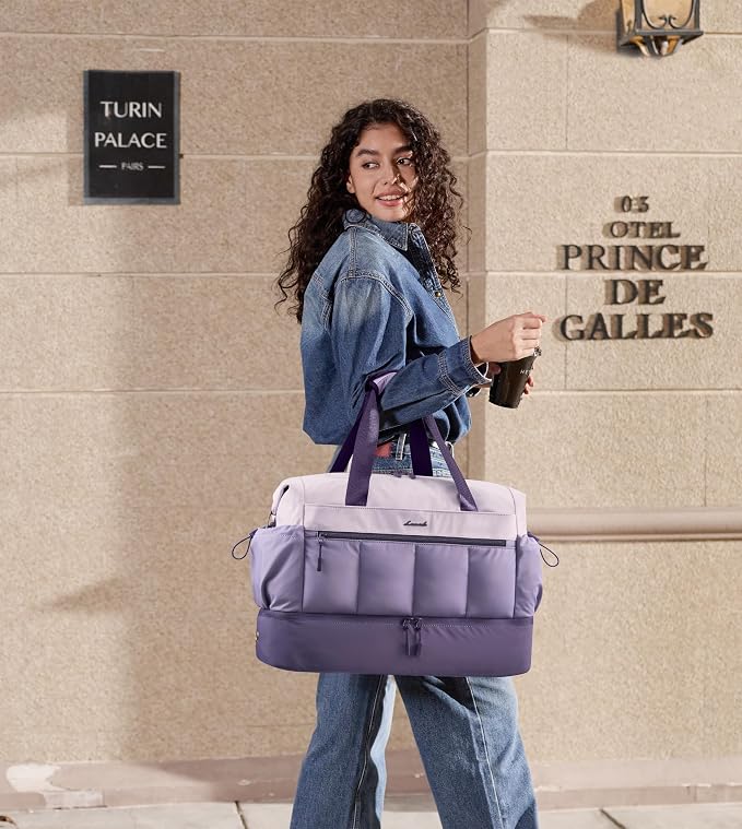LOVEVOOK Travel Duffel Bag, Weekender Bags for Women, Large Overnight Bags with Shoe Compartment, 38L Carry on Gym Hospital Bag with Wet Pocket, 2 Pcs - Image 2