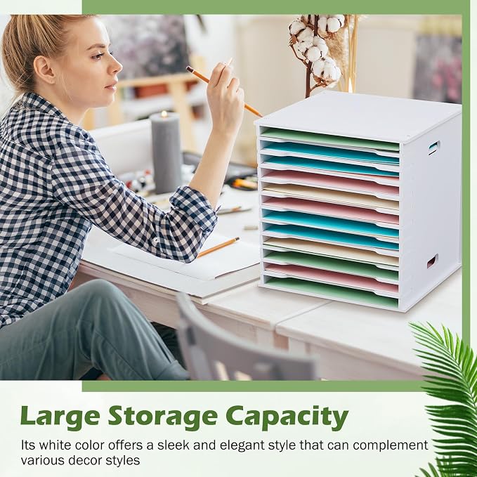 CroBlissful 12 Tier 12" x 12" Scrapbook Paper Organizer Adjustable Desk Scrapbook Paper Sorter Storage Rack File Organizer Wide Document Holder for School Office Home (13 x 13.7 x 14.5 Inches) - Image 6