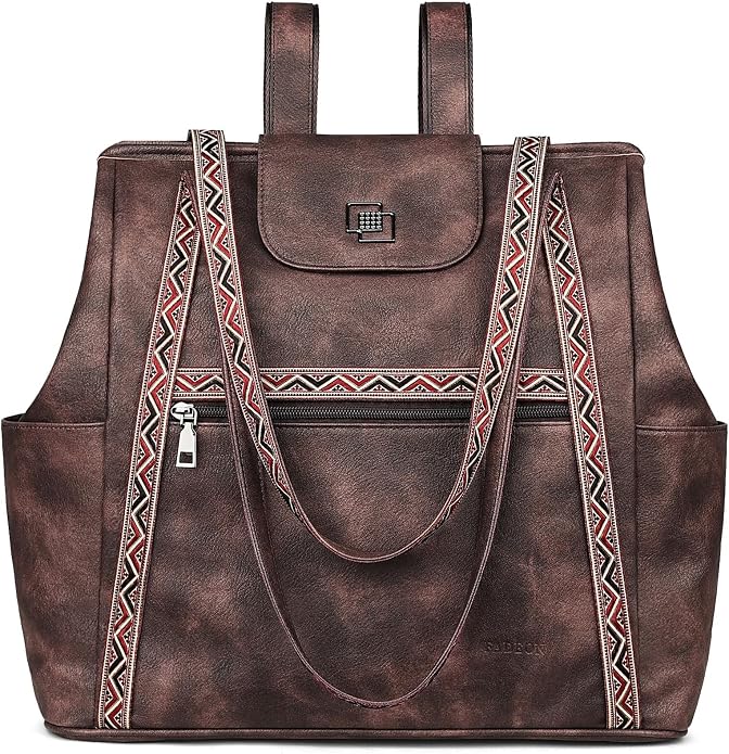 Large Laptop Tote Bag for Women Designer Leather Laptop Bag, 15.6in | Fashion Travel Backpack Purse Shoulder Handbag Fits 15.6 Laptop, Daily, Work, Business Trip, Weekend Travel, Teacher - Image 9