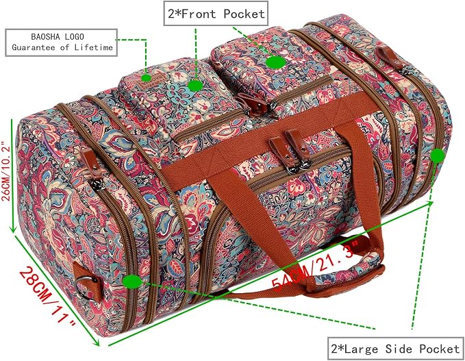 Multicolor Travel Duffel Weekender Bag for Women Carry on Overnight Bag With Toiletry bag HB-21 (HS) - Image 6