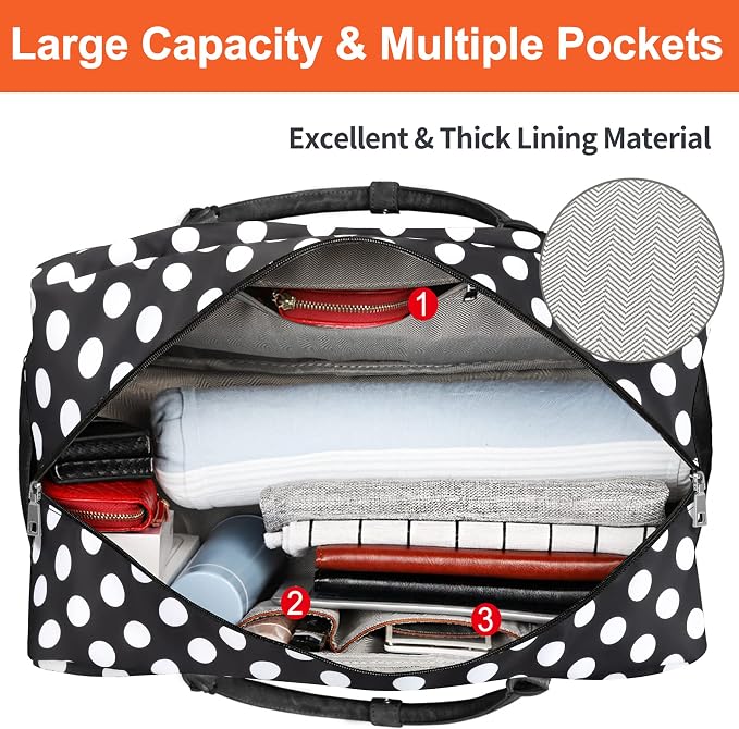 Duffel Bag, 21'' Weekender Travel Bag with Shoe Compartment, Waterproof, Overnight Duffel Bag for Women, 3PCS | 3PCS Carry On Overnight Large Duffel Bag with Crossbody Bag and Toiletry Bag for Weekend Travel Gym Hospital Business Trip - Image 7