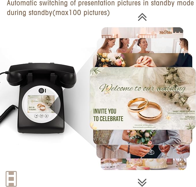 Video Audio Guest Book Wedding Phone,1080P HD Video Phone Guestbook, Preserve Your Special Occasions, Ideal for Wedding Bridal Shower, Birthday, Graduations, Baby Shower(Black) - Image 5