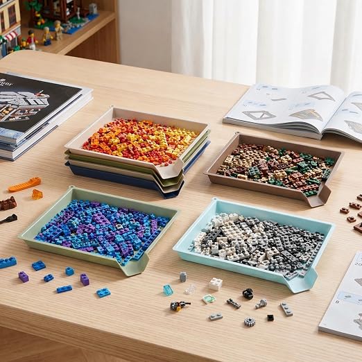 Reallnaive 6 Pcs Plastic Art Sorting Funnel Trays Quick Sorting Activity Serving Tray Stackable Craft Organizer for Classroom Beads Organizing Home Back to School DIY Project (Earthtone Color) - Image 6