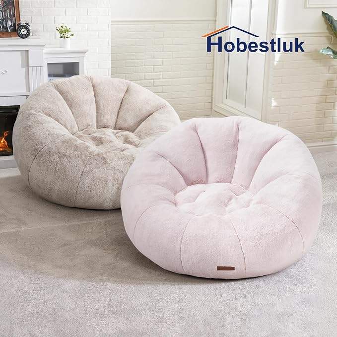 Hobestluk Large Bean Bag Chair for Adults to Relax, Donut-Shaped (Brown) | Special Donut Design, Memory Foam Filling, Comfortable Stuffed Sofa, Relaxing, Reading or Playing, Soft Plush Faux Fur Fabric - Image 8