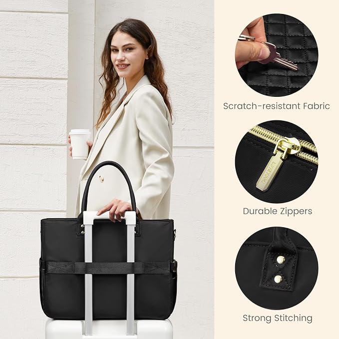 LOVEVOOK Laptop Tote Bag for Women, Work Bags Computer Laptop Bag, Teacher Tote Bag, Professional Briefcase Business Large Purses Handbag, Black, 17 Inch - Image 6