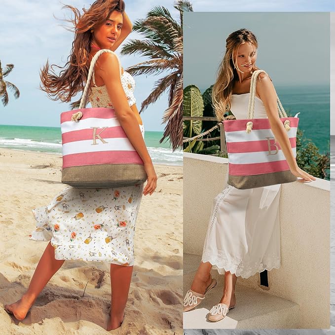 YOOLIFE Beach Bags for Women - Travel Canvas Beach Tote, Pool Waterproof Bag, Travel Essentials, Gifts for Women Birthday - Image 2