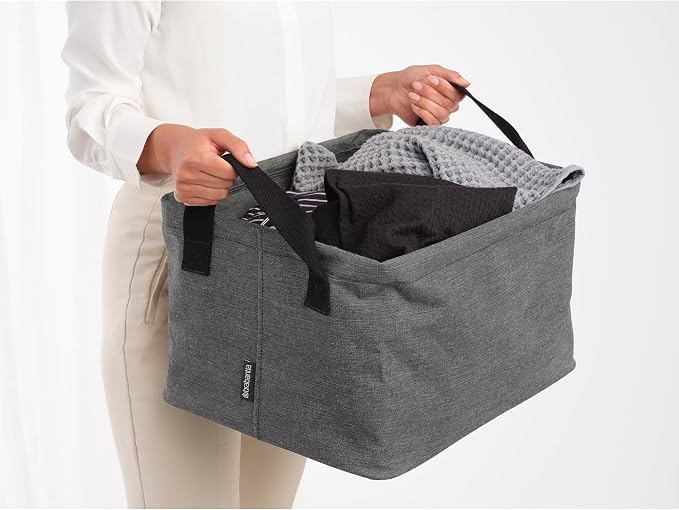 Brabantia - Foldable Laundry Basket 9.25 Gal - Water Resistant Hamper for Wet & Dry Laundry - Storage Basket for Clothes and Linen - Soft Handles - Garment Washing - Home Accessory - Pepper Black - Image 5