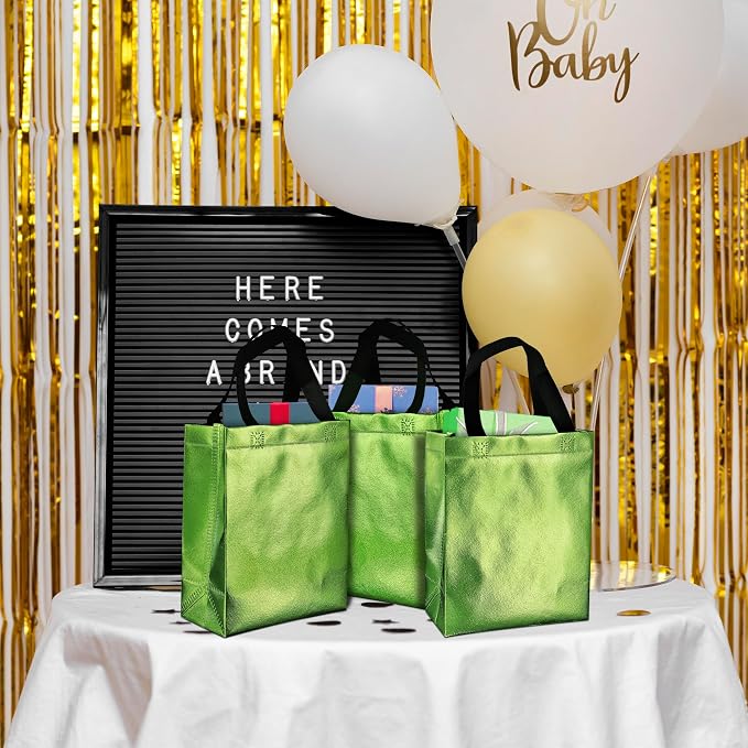 BLEWINDZ 100 Medium Reusable Gift Bags with Handles - Ideal Party Favors & Shopping Bags (10 Colors) - Image 3
