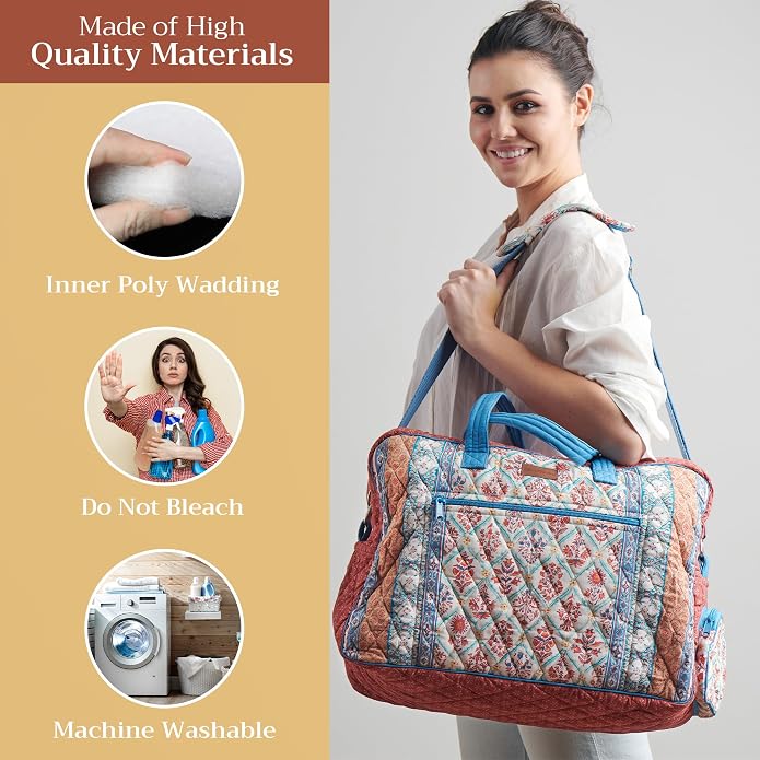 Maison d' Hermine Weekender Bags for Women Cotton Quilted Duffel Overnight Luggage Weekend Bag for Men Gym Gifts Travel | Overnight Luggage Weekend Bag for Men Gym Sports Gifts Duffle bag Business Travellers Trip Spring Summer - Image 2
