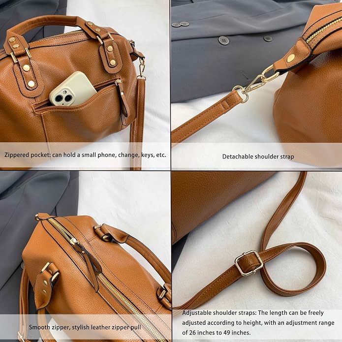 Handbags and Purses for women Vegan Leather Tote Bag for Women Satchel Shoulder Bags Travel Purse with Compartments - Image 6