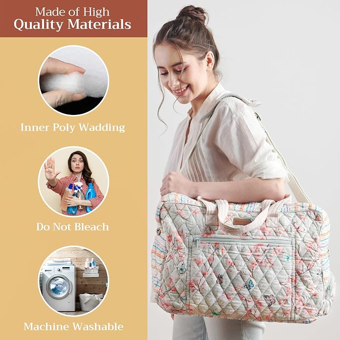 Maison d' Hermine Weekender Bags for Women Cotton Quilted Duffel Overnight Luggage Weekend Bag for Men Gym Gifts Travel | Overnight Luggage Weekend Bag for Men Gym Sports Gifts Duffle bag Business Travellers Trip Spring Summer - Image 2
