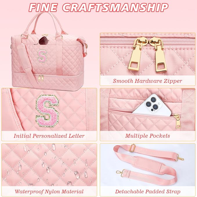 Gift for Girls-10 11 12 13 14 15 16 Year Old-Duffle Bags(Pink,S) | Gifts for Girls 10-12-Overnight Bags with Toiletry Bag-Gym Bag with Shoe Compartment - Image 6