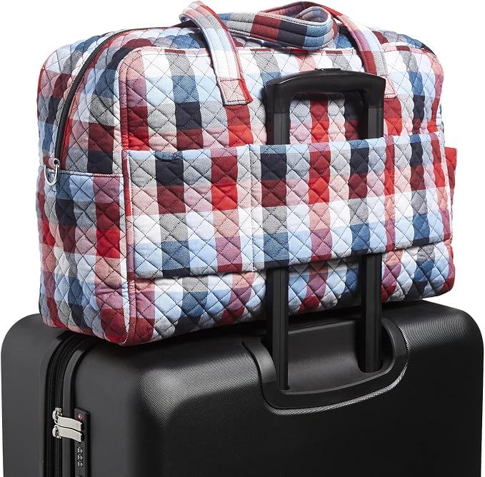 Vera Bradley Women's Cotton Weekender Travel Bag, Patriotic Plaid - Recycled Cotton, One Size - Image 3