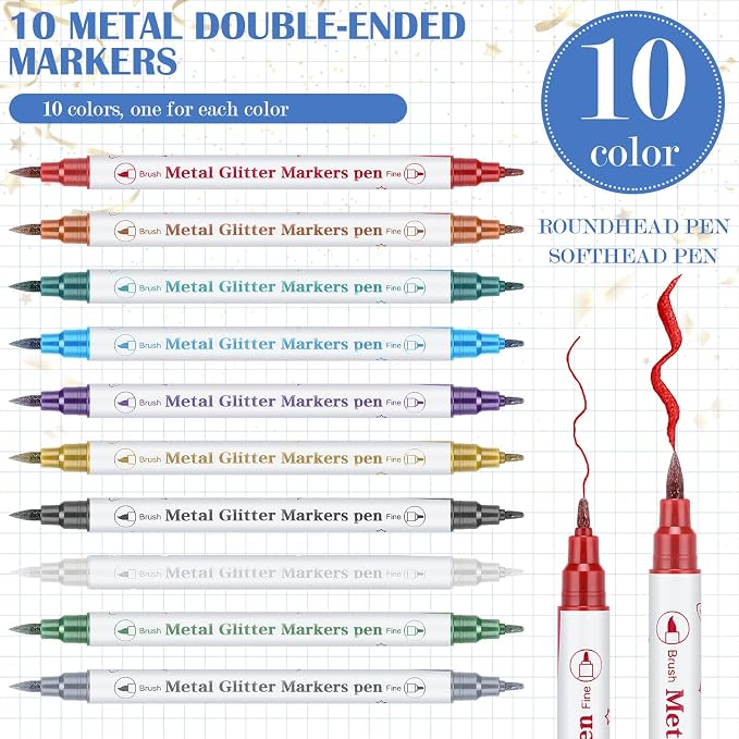 12 Pcs 2026 Graduation Guest Book with Photo Sign Decor 80 Pages Class of 2026 Scrapbook Photo Album with 10 DIY Dual Tip Metallic Markers Pens Gift, Exclude Camere(Graduation Cap,White,10.4 Inches) - Image 4